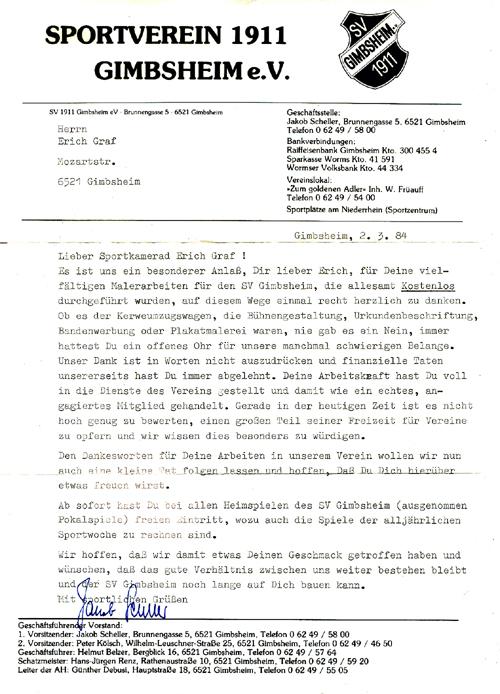 Heimatknstler Erich Graf SV Gimbsheim